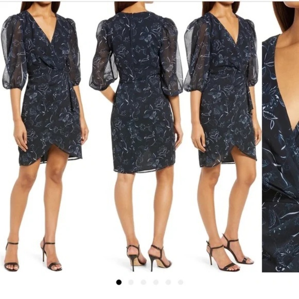 Halogen® Chiffon Faux Wrap Dress Size S - Picture 2 of 7